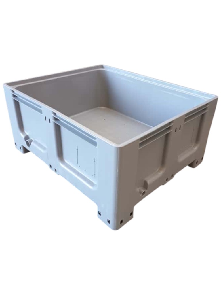 Lage kunststof palletbox | Grijs